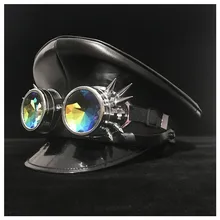 Steampunk Leather Black Germany Officer Visor Cap Army Hat Cortical Military Hat Police Cap Cosplay Halloween Hat Night Club Hat