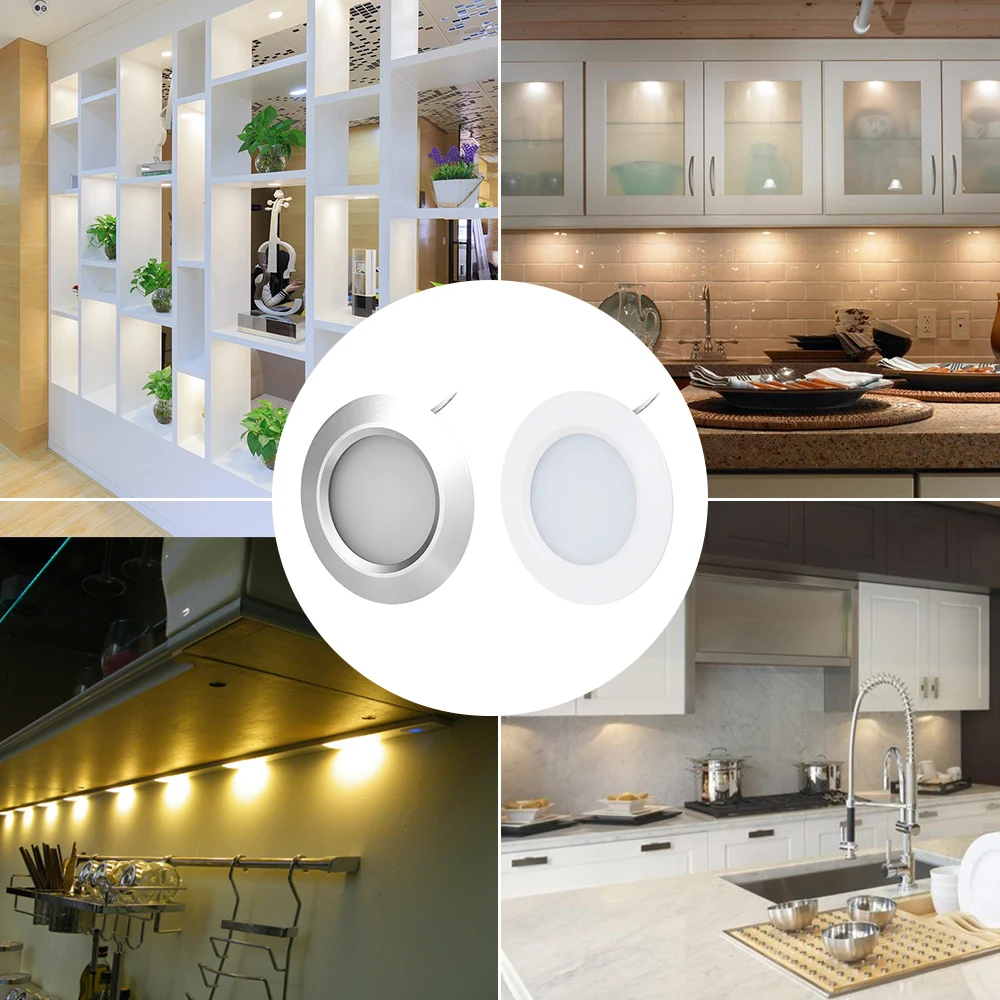 GO OCEAN Под светильниками в шкафу Светодиодная ночная лампа Dimmable 12V 3W Круглый свет