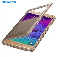 For Samsung Note 4 Case Open Window Case For Samsung Galaxy Note 4 Touch Quick View Case Flip Leather Cover Case SM-N910 N910F