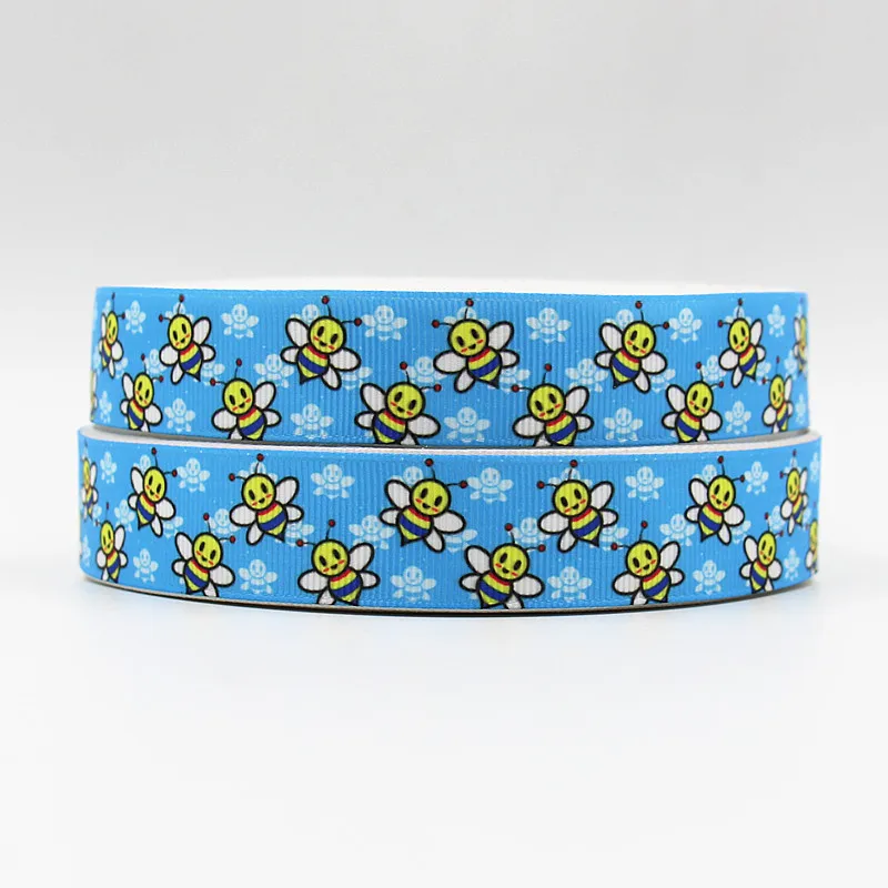 

wm 10 yards lot 7/8inch 22mm 151212038 bee design printed grosgrain ribbon
