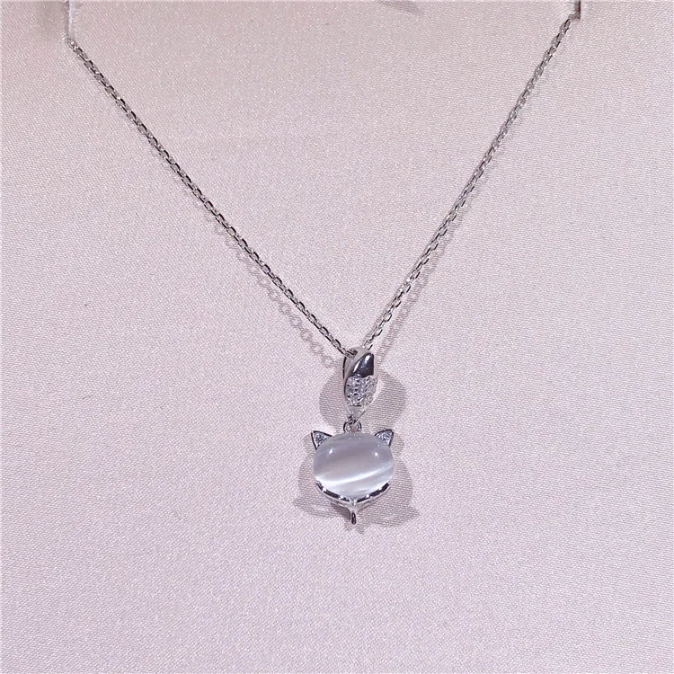 

Lovely Fox Pendant Necklace Pure 925 Sterling Silver Women Collar Necklace Fashion Designer Statement Necklace