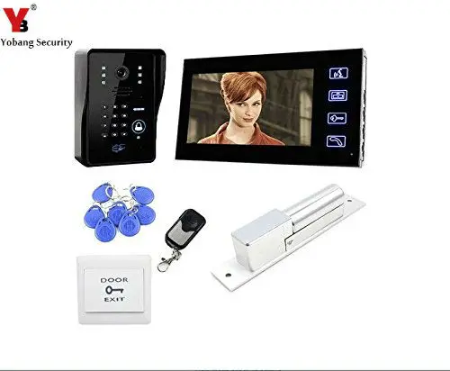 

YobangSecurity Touch Key 7"Inch RFID Keypad Video Door Phone Doorbell Intercom Home Security With Electronic Lock,Exit Switch