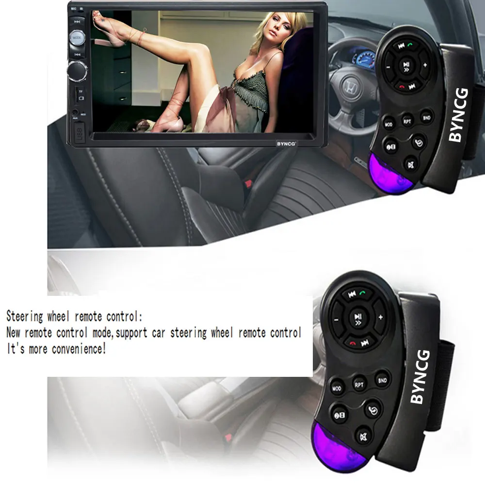 BYNCG Автомагнитола 12 в Bluetooth автомобильный аудио стерео в-тире 2 Din FM Aux вход приемник SD USB MP3 MP5 MMC WMA аудио радио плеер - Цвет: Черный