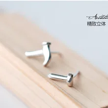 New Arrivals Hammer and Nail Asymmetric Stud Earrings 925 Sterling Silver Earrings For Women Jewelry Pendientes Brincos