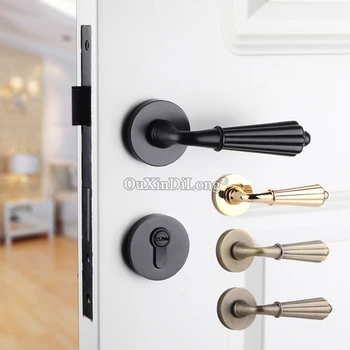 

Luxury European Mortise Door Lock Set Interior Living Room Bedroom Bathroom Silent Split Door Locks 4 Colors for Choose