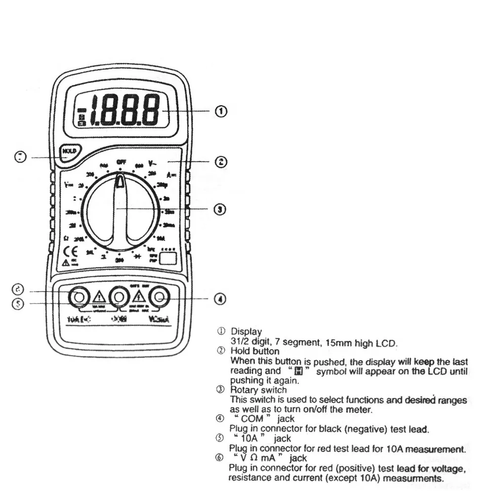 XL830L цифровой ЖК-мультиметр Вольтметр Амперметр AC/DC/Ом Вольт Тест er текущий инструмент