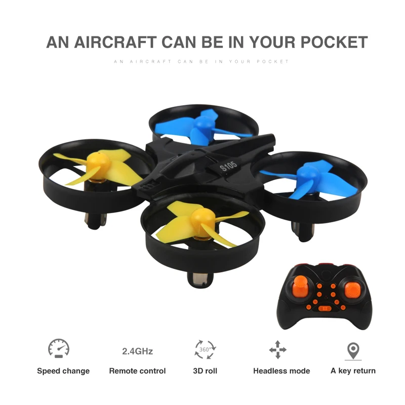 

EBOYU(TM) S105 2.4GHz 4CH 6-axis RC Drone with Gyro 3D Roll Speed Switch LED Light Protective Frame Mini RC Quadcopter RTF