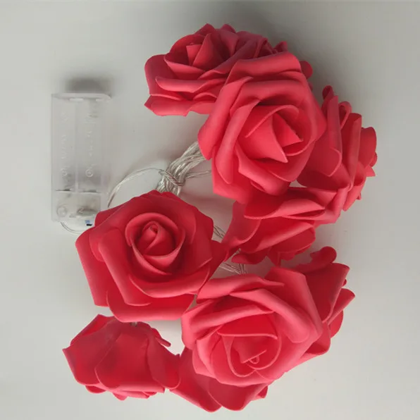 YIYANG на День святого Валентина, стиль, 1,5 м, светодиодный светильник с розами для вечеринок, праздников, свадеб, декоративных ламп, 10 роз для дома KTV - Испускаемый цвет: Красный