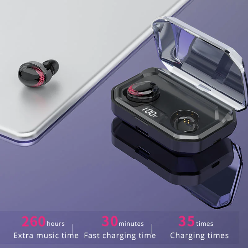 X10 TWS 5.0 Bluetooth 6D Stereo Earphone Wireless Earphones IPX7 Waterproof Earphones 3000mAh LED Smart Power Bank Phone Holder