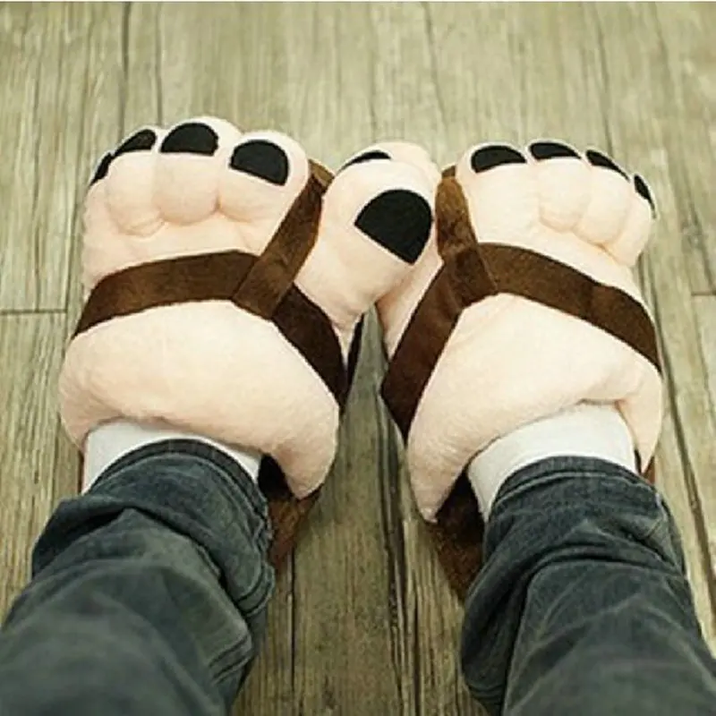 Funny Winter Indoor slippers Toe Big Feet Warm Soft Plush Slippers Gift Adult non slip Shoes