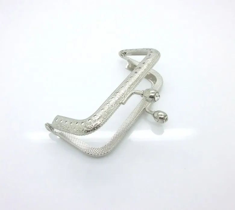 

Free Shipping-3PC Metal Frame Kiss Clasp Arch For Purse Bag Lock Handle DIY Handmade Silver Tone Clear Rhinestone 85x63mm,J2632