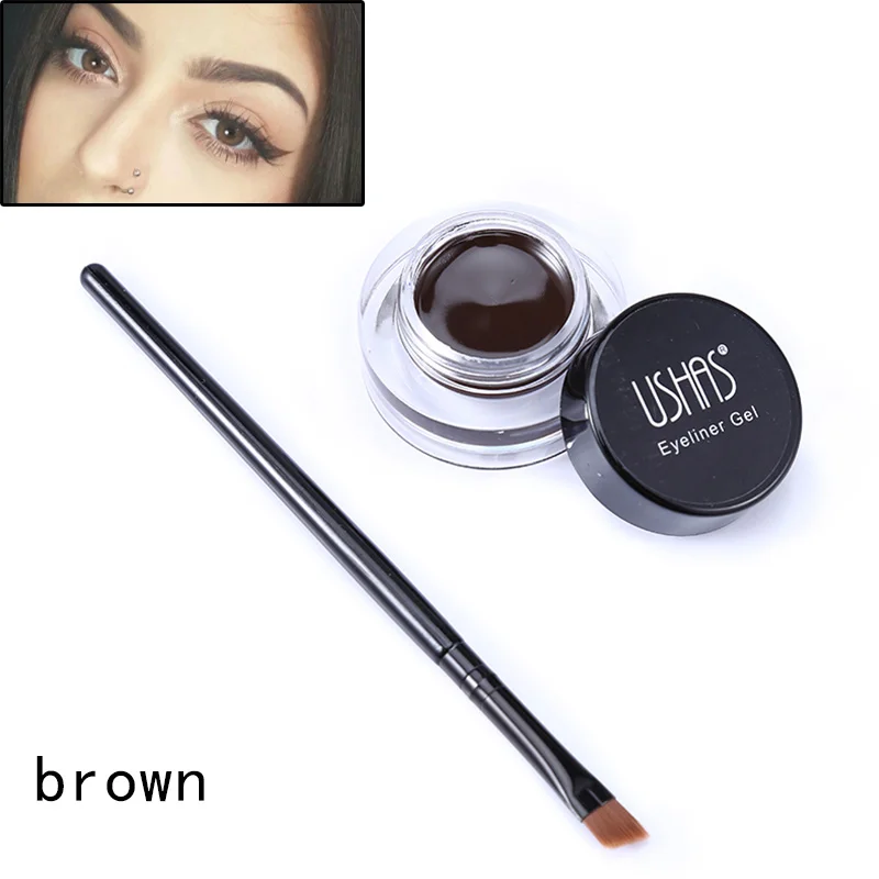 Smooth Pigment Gel Eyeliner Natural Brown Color Eyeliner Gel with Brush