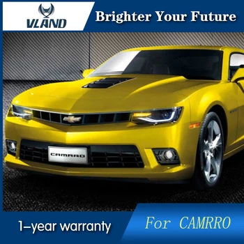 

2Pcs Front Lights for Chevrolet Camaro Headlights 2014 2015 LED Strip Head Lamp with Moving Signal +Turn Signal+DRL