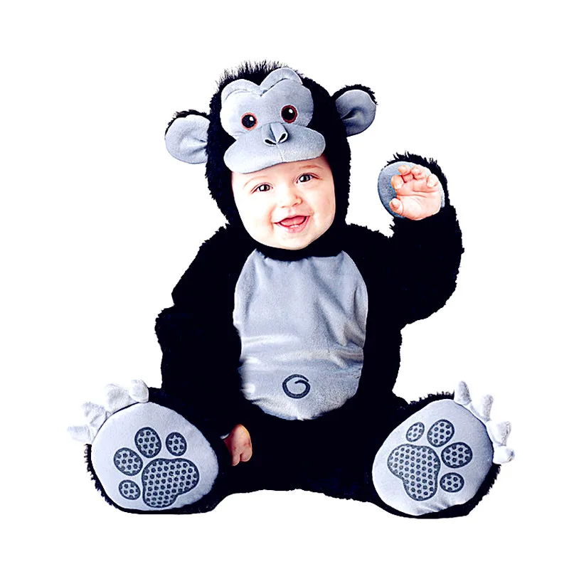 

Christmas Gift Winter Baby Formal Dress Animal Gorilla Cat PEACOCK Spider Cosplay Costume Breathable Hooded Rompers L2657