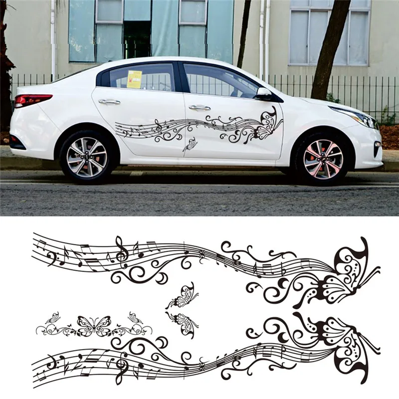 

180cm x 40cm Car Full Body Styling Modified Vehicle Applique Garland Music Score Notes Butterfly Stickers Decorative