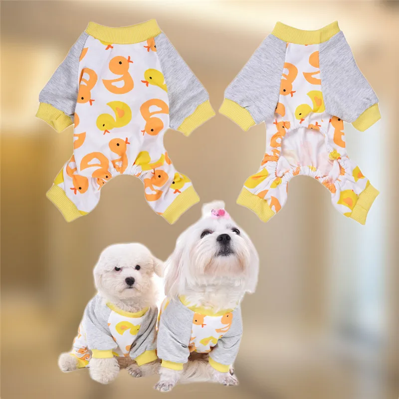 TAONMEISU/Милая Одежда для собак с рисунком утки; Хлопковая пижама; комбинезон для собак; мягкий уютный теплый комбинезон для щенков; одежда для сна
