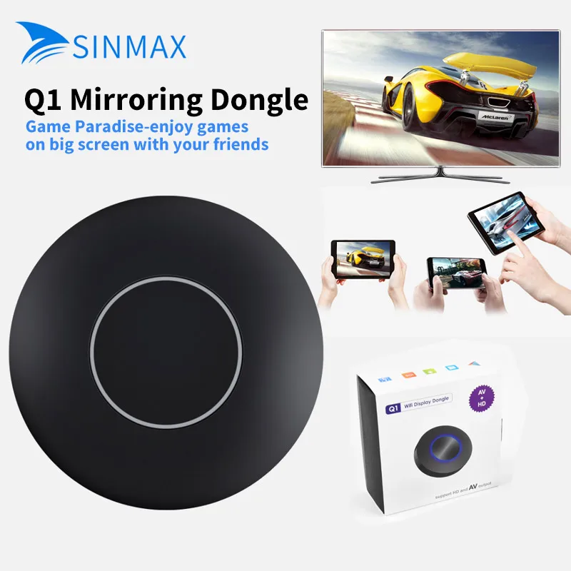 

Auto Car Media DLNA Miracast Airplay Screen Mirroring TV Stick Digital Wireless HDMI AV RCA Output Video Streamer Display Dongle