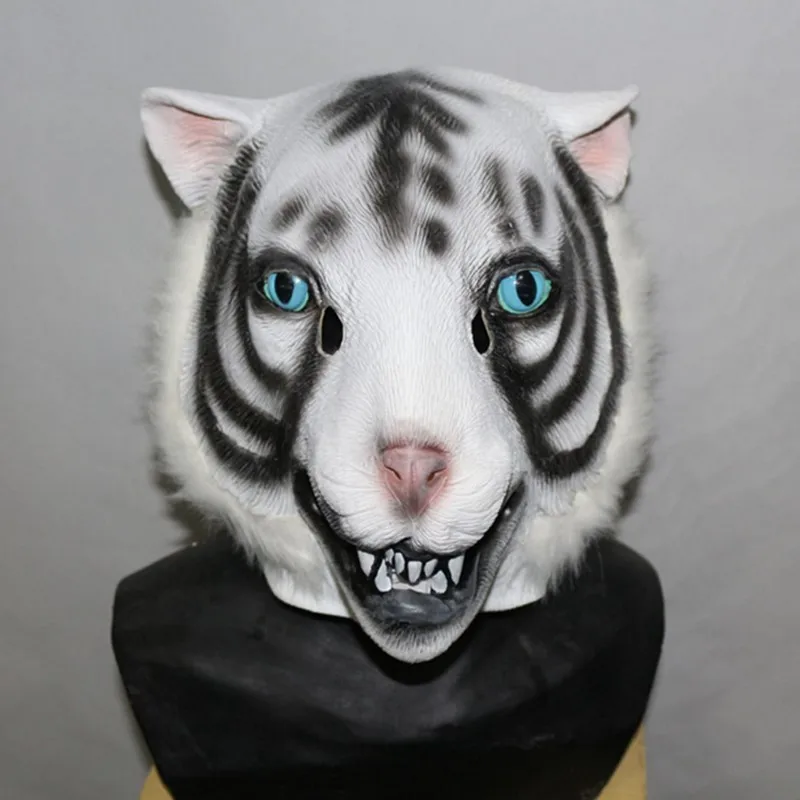 2018 Реалистичные 3D фильм животное, белый тигр латекс маска для мужчин и женщин Halloween вечерние Y косплэй