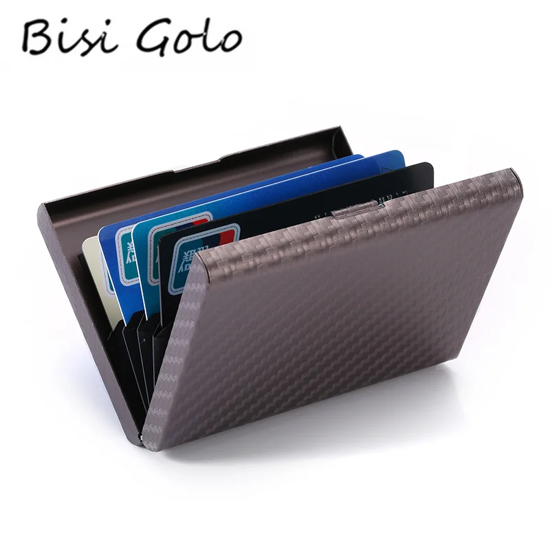 

BISI GORO 2019 Carbon Fiber Wallet Metal Plastic Card Holders Travel Wallet Passport Holder Document Organizer for Men and Women