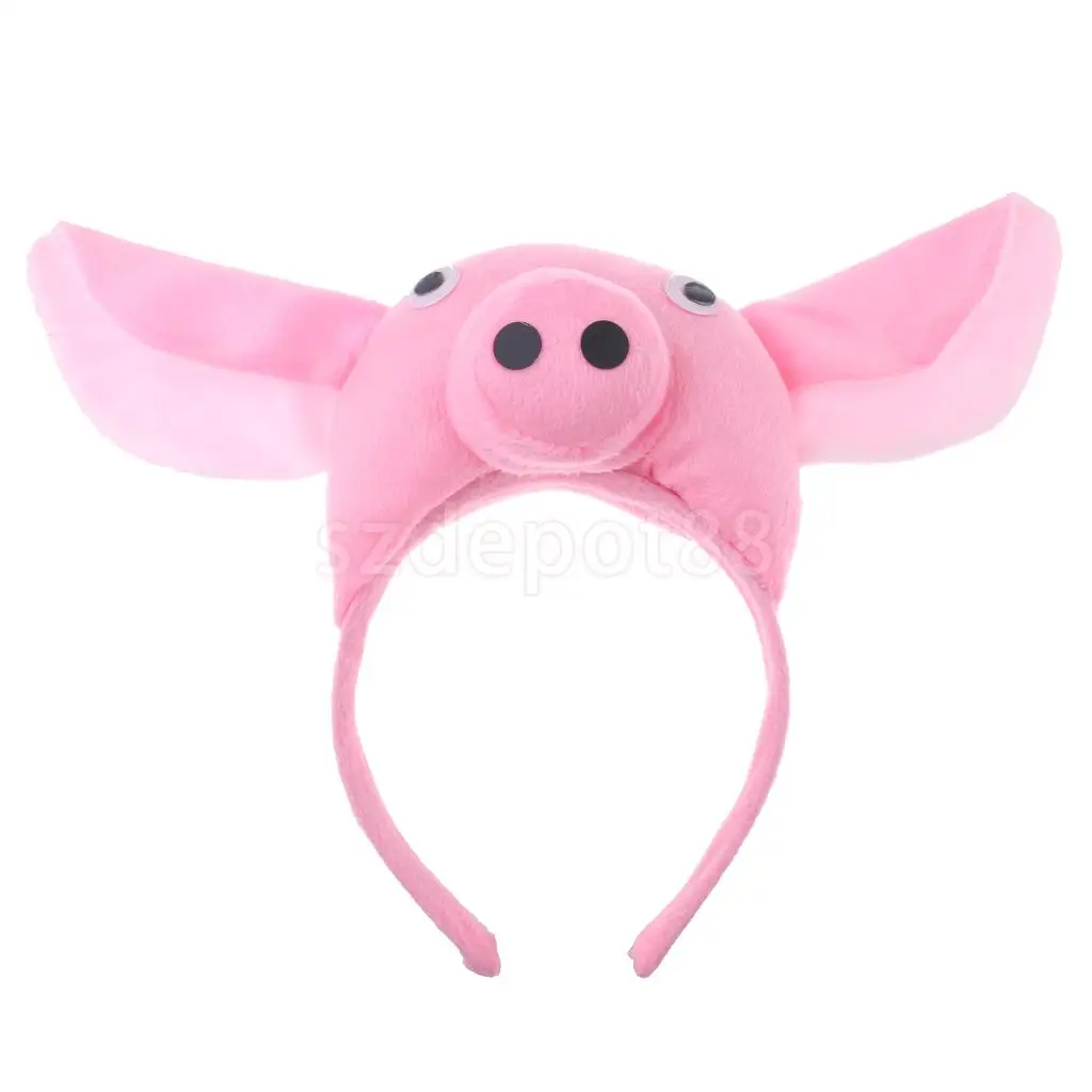 Kids Animal Pig Piggy Costume Kit Head Band Bow Tie Tail Set Fancy Dress
