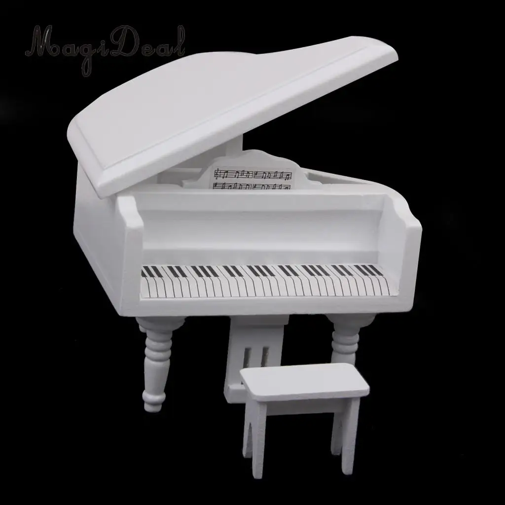 1/12 Scale Dollhouse Miniature Mini Piano Cabinet Chairs Modern Furniture Decoration for Dolls Living Room Bedroom Accs