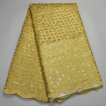 

Nigerian embroidery sequins double organza laces fabric 2019 high quality hot sale African french tulle lace fabric for wedding