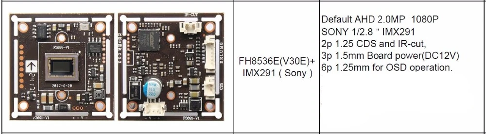 Один комплект AHD 2.0MP 1080P 1/2. " CMOS FH8536E(V30E)+ IMX307/IMX291 чипсет Sony камера видеонаблюдения на процессоре DSP плата модуля, чипсет платы
