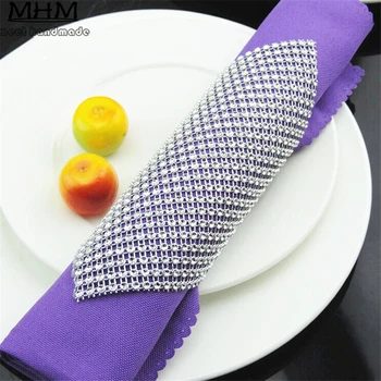 

Napkin Ring Mesh Trim Bling Wrap Cake Roll Tulle 12*12cm Crystal Ribbons Wedding Decoration Event Party Supplies