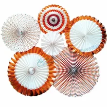 1set (6ps) Rose Gold Decor Paper Fans Rose Gold Party Paper Rosettes Bridal Shower Wedding Birthday Decoration Tea Party Bunting