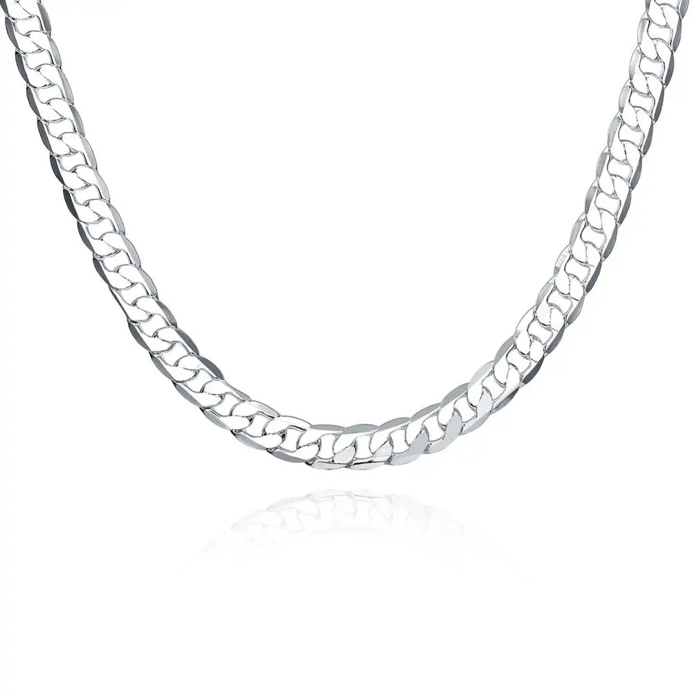 Ожерелье мужское серебряное длиной 20 дюймов 8 мм|colar masculino|link chainmen silver necklace |