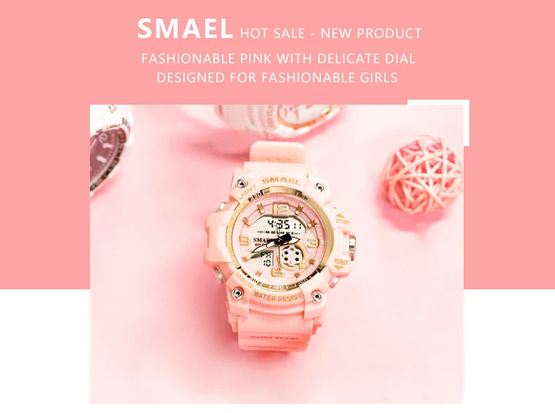 SMAEL модные спортивные женские часы розовое золото водонепроницаемые цифровые женские часы кварцевые студенческие наручные часы для девочек подарок Reloj Mujer