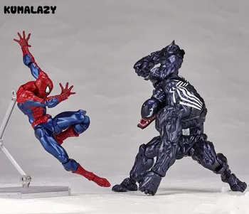 

KUMALAZY Spider Man VS Venom Figure Spiderman Peter Parker Deadpool Venom Iron Man Wolverine PVC Action Figure Model Toy Gift