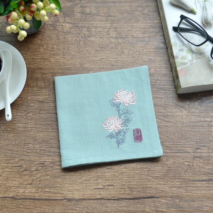  Plum Blossom Bamboo Chrysanthemum Vintage Fashion Chinese Embroidery Flower Handkerchief Birthday G