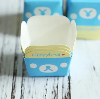 

Blue bear decoration paper baking cups cupcake case,muffin square cake cup liners boxes cases wedding party supplies
