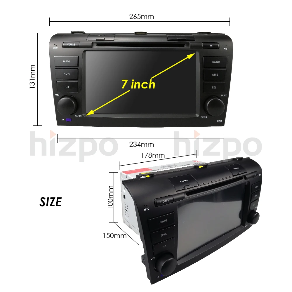 Discount 7inch Car Radio Head Unit for Mazda3 3 2004-2009 Double Din In Dash Stereo GPS Navigation DVD CD Player AM/FM Radio USB DAB TPMS 4