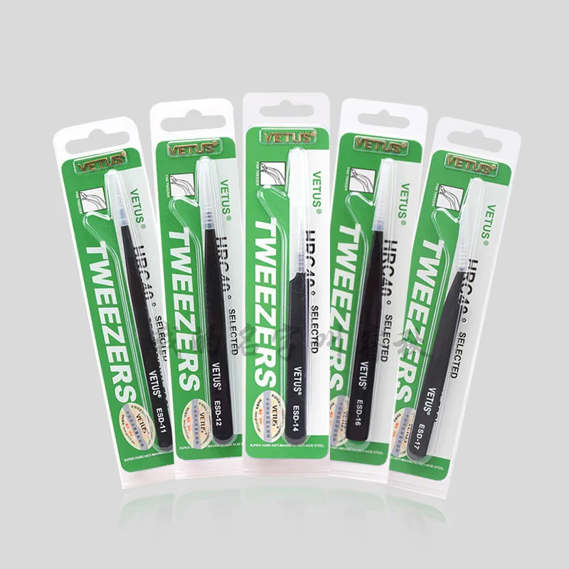 

Genuine Vetus Anti Static ESD Series Black Tweezers for False Eyelash Extension Superfine Precisions Tweezer