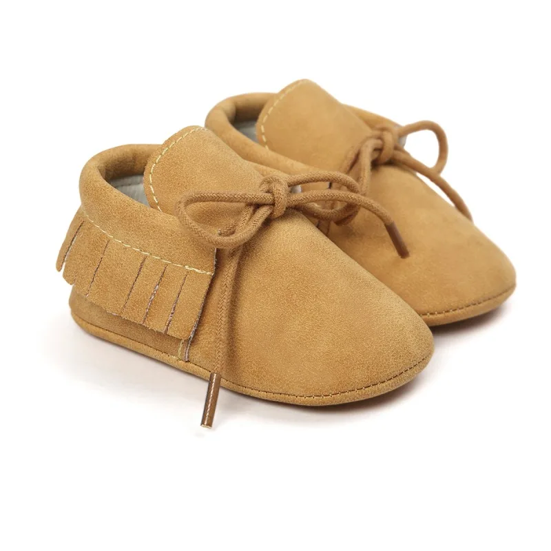 Infantil bebé clásico ocio PU cuero primeros caminantes cuna infantil niña niño bebé estrella patrón bebé mocasines zapatos