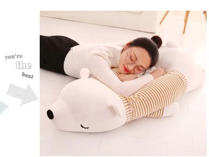 huge 110cm prone white polar bear plush toy soft sleeping pillow birthday gift b0480