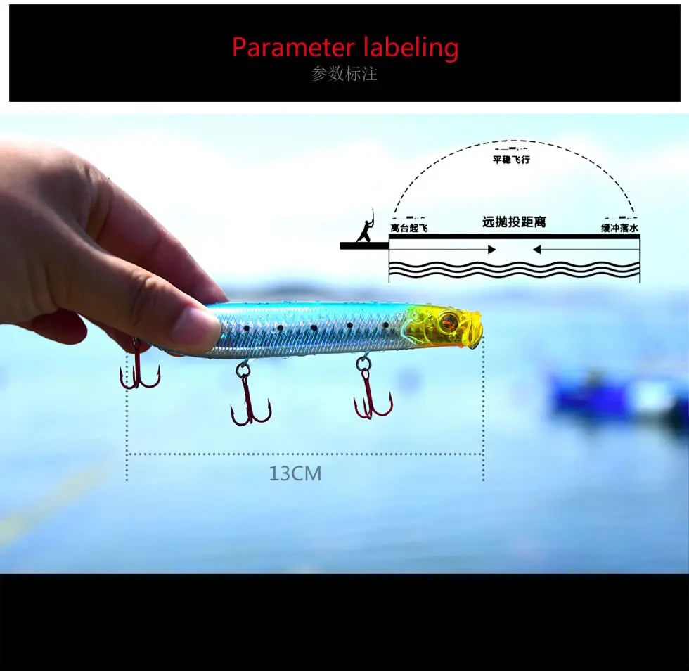 Le-peixe Milímetros 24g Topwater Popper Pesca Artificial Isca Peche Profissão Flutuante Lápis Zig Zag Superfície 7 Pcs 130 5 Iscas artificiais
