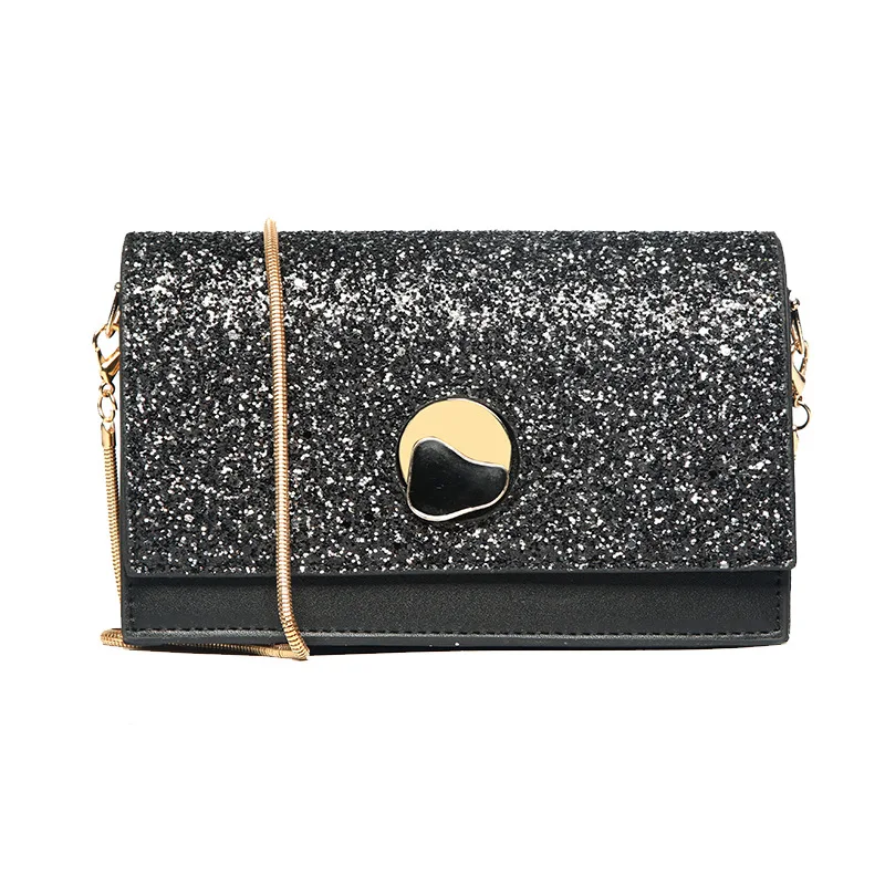

Diamond Bags New Fashion Pu Small Women's Square Female Messenger Bag for Women Lock Sequins Single Shoulder Handbag Black White