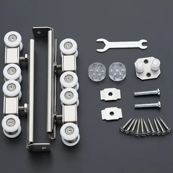 

1 Pair/set Cold Rolled Steel Sliding Wooden Door Closet Hardware Kit Door Wheels Roller 8 Wheels Hangers Roller