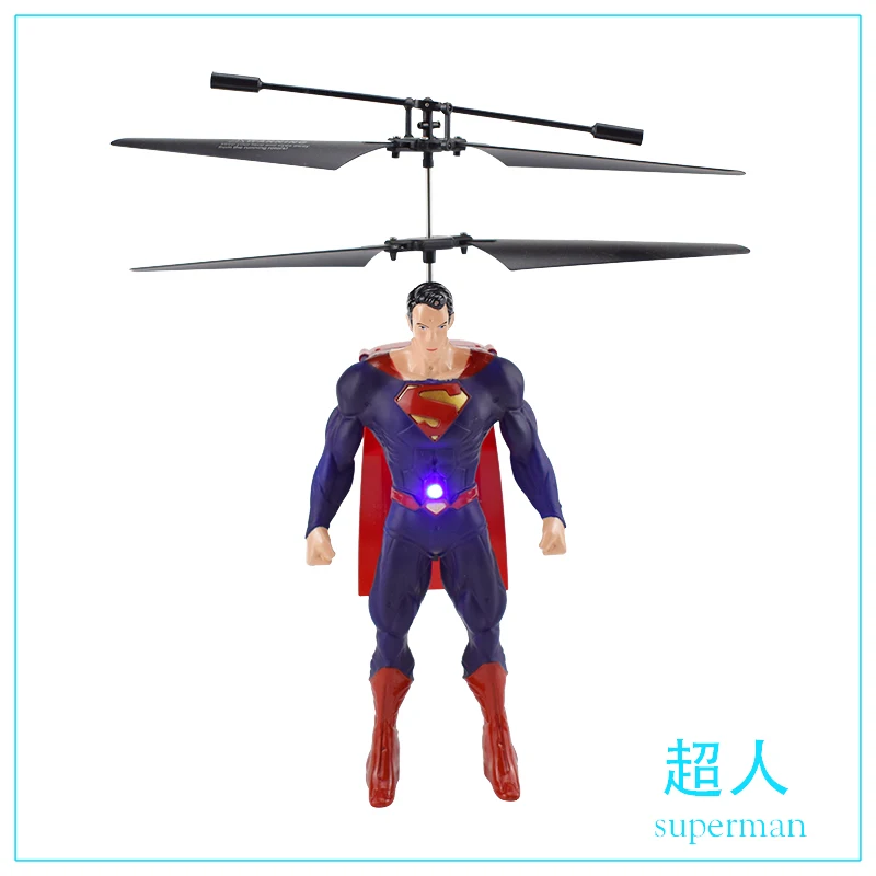 Мстители супергерой индукционный самолет мини Радиоуправляемый Дрон летающие игрушки светодиодный освещение детский подарок новейший против летающий шар мини Дрон подарок - Цвет: Superman foam box