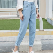 2017 Plus Size Women loose Waist Harem Jeans Hole Woman Boyfriend Ankle Length pants Women Ripped Jeans for Women