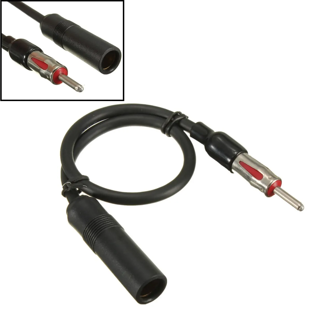 

Audew 2015 Newest 12 Inch Extension Auto AM & FM Antenna ANT Adapter Cable Male Female Plug