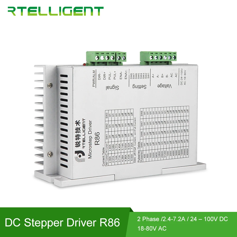 

Rtelligent Nema 34 Stepper Motor Driver CNC Kit R86 Stepper Driver DC Motor Driver for Nema 17 23 33 34 Stepper Motor Kits CNC