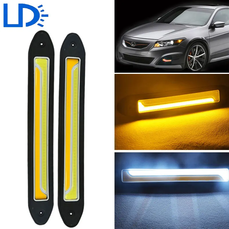 Car LED Daytime Running Lights Yellow & White Auto Turn Signal DRL
