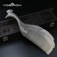 Yoziron высокого качества натуральный Рог яка павлин гребень 20 см Нет статический волосы Расчёски и гребни для волос массаж головы Здравоохранение гребень Y016