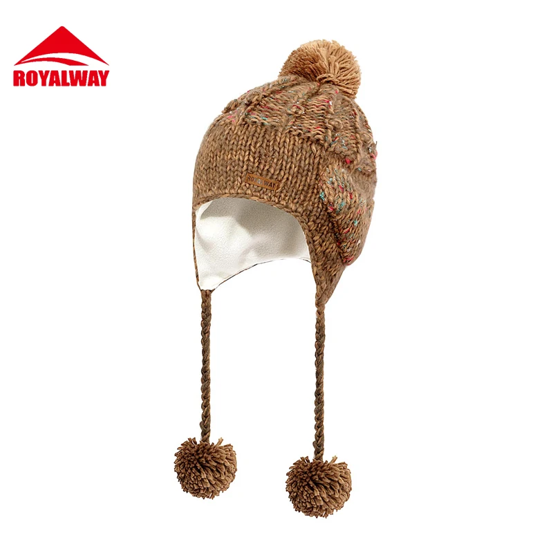 ROYALWAY женская зимняя уличные шляпы хлопок вязаный цветочный узор Gorros Толстая теплая шапка шапочка шапка# RPCL4555F