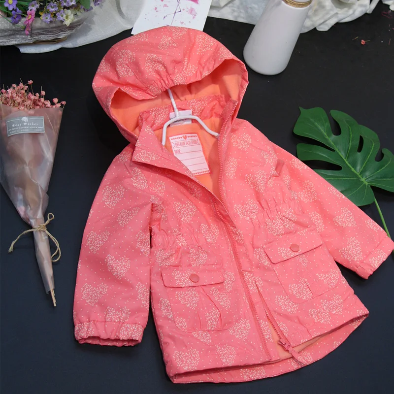 Новая оранжевая ветрозащитная куртка с капюшоном и флисовой подкладкой для маленьких девочек красивые детские пальто размеры от 74 до 92