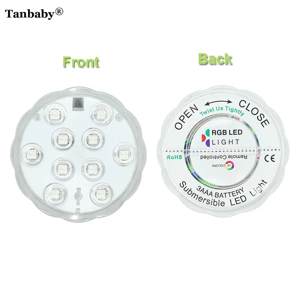 Tanbaby RGB llevó la luz de la Piscina de la batería operado bajo el agua llevó la luz del acuario 4 W SMD 3528 LED sumergible estanque de natación Piscina lámpara